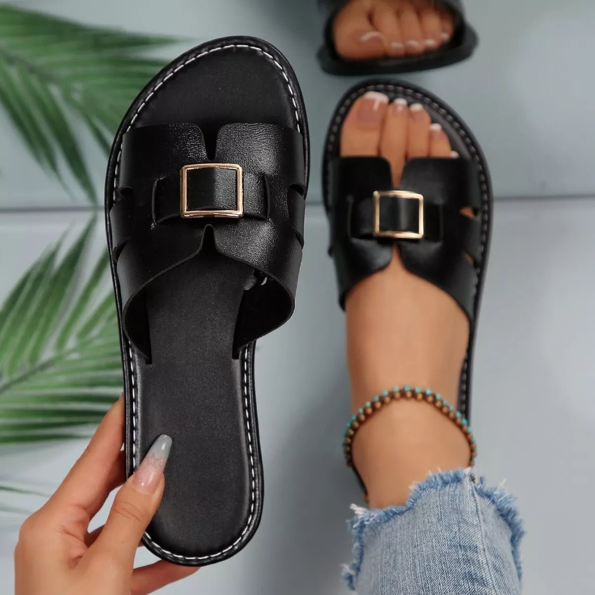 Open Toe Flats Sandals - Plush Fashion Hub
