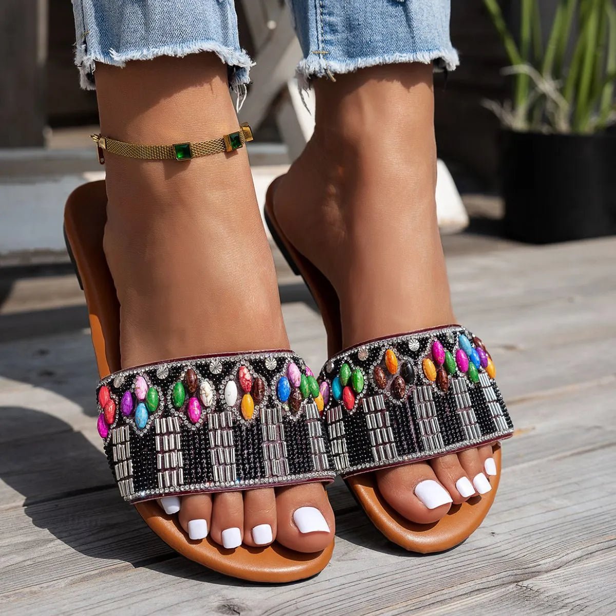 Women's breathable mesh open-toe flat sandals with slip-on design, comfortable for summer wear, by Trendsi.