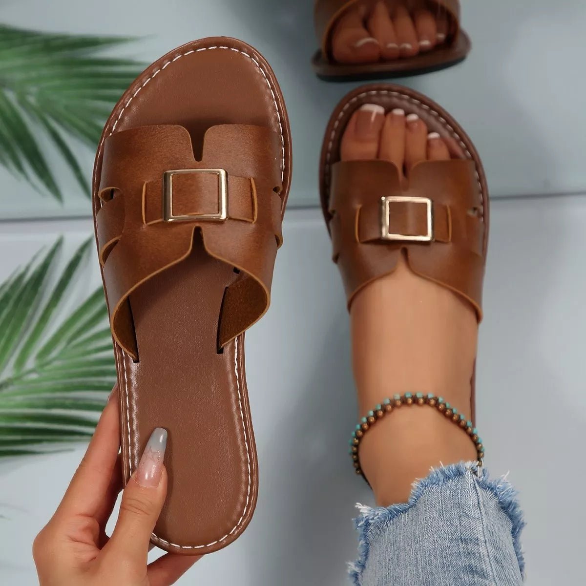 Open Toe Flats Sandals - Plush Fashion Hub