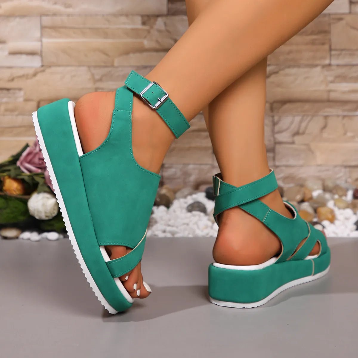 Platform Ankle Strap Comfort Sandals - Plush Fashion Hub