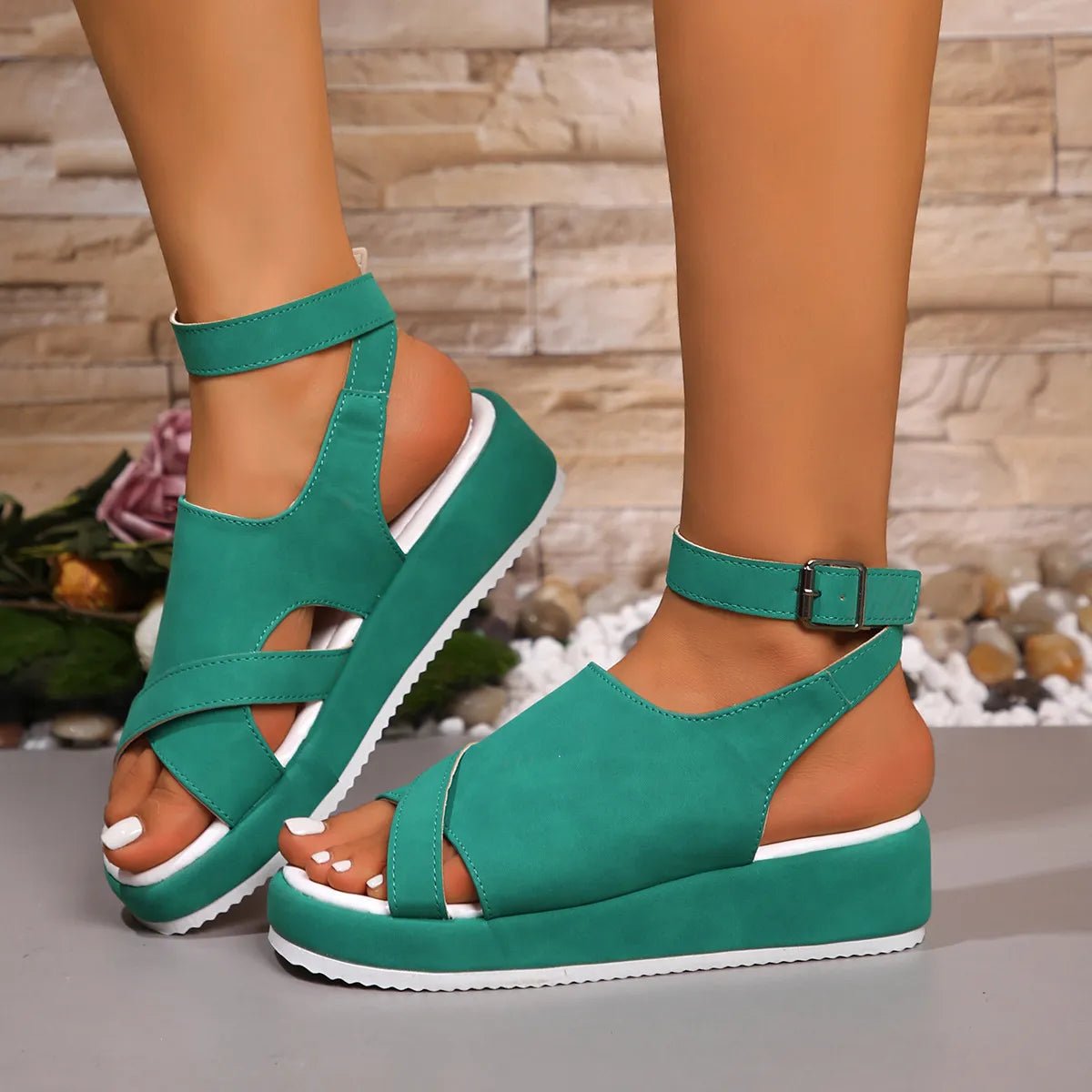Platform Ankle Strap Comfort Sandals - Plush Fashion Hub