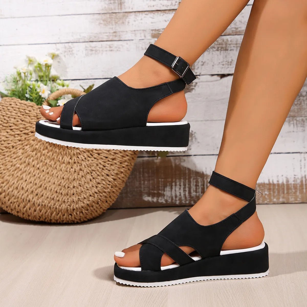 Platform Ankle Strap Comfort Sandals - Plush Fashion Hub