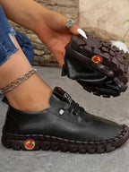 PU Leather Round Toe Slip - Ons - Plush Fashion Hub
