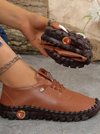 PU Leather Round Toe Slip - Ons - Plush Fashion Hub