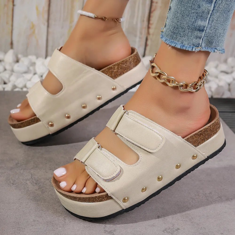PU Leather Studded Platform Sandals - Plush Fashion Hub