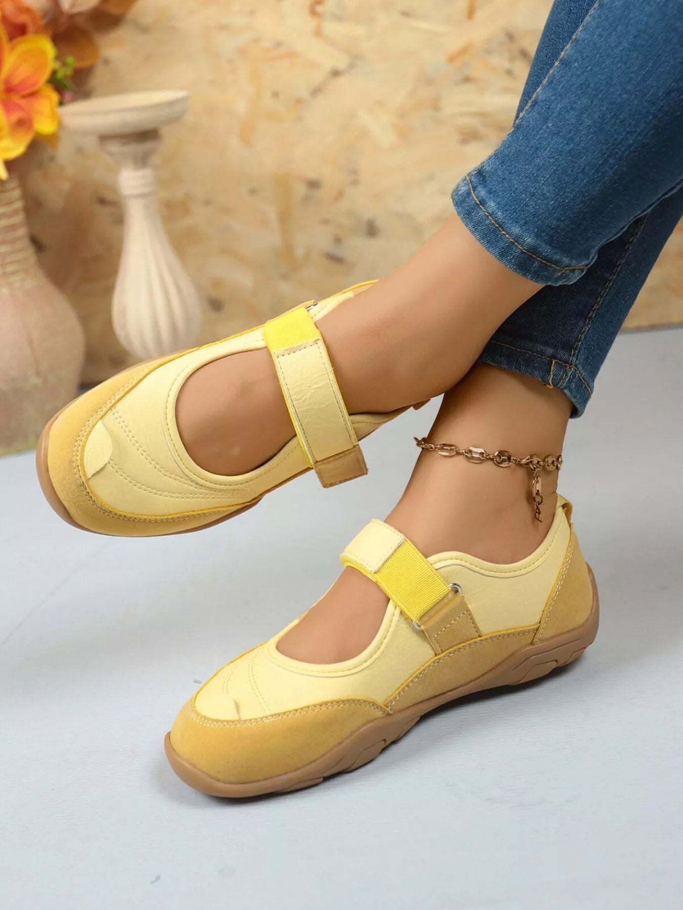 Round Toe Flats Velcro Strap Loafers - Plush Fashion Hub
