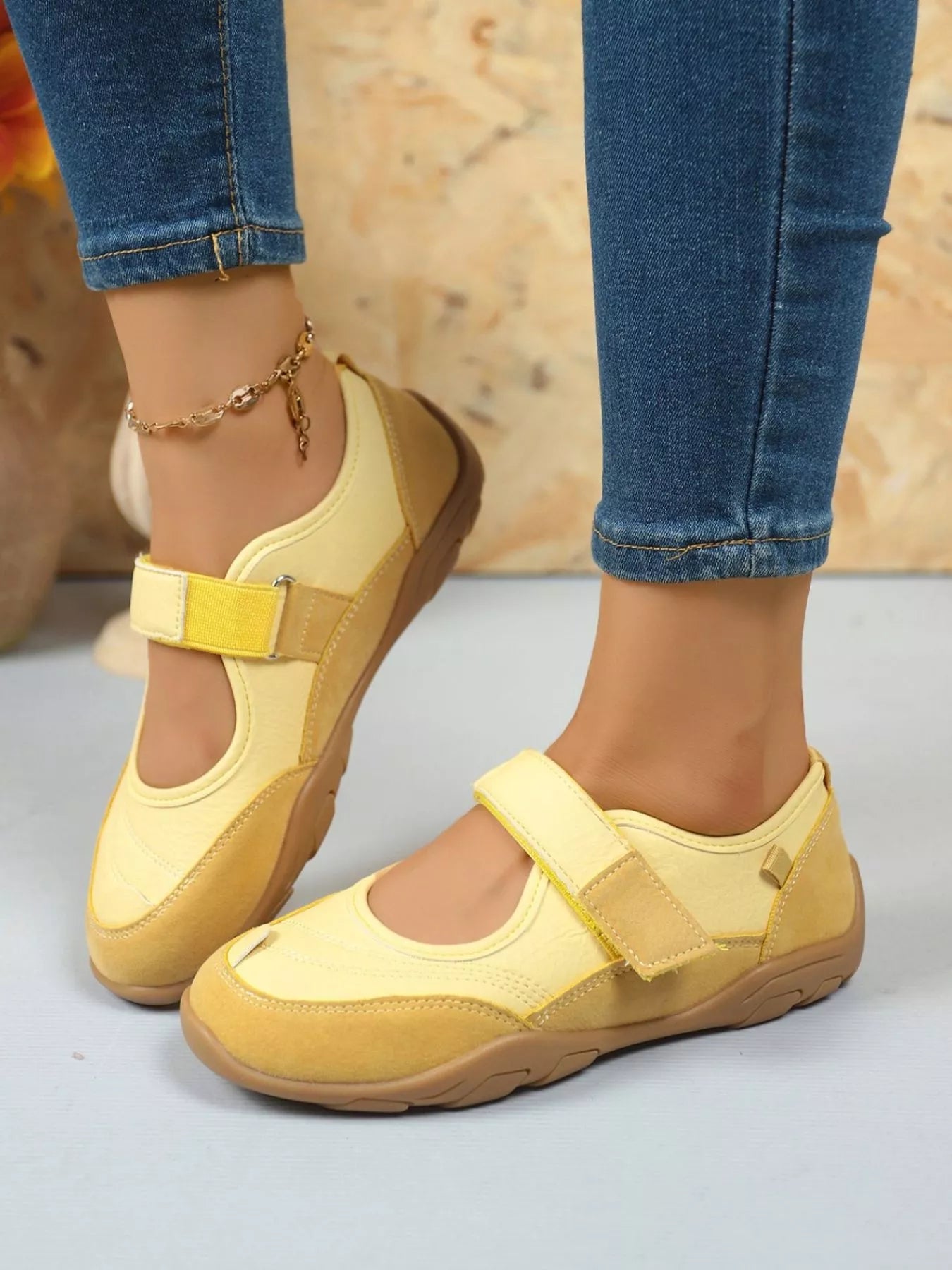 Round Toe Flats Velcro Strap Loafers - Plush Fashion Hub