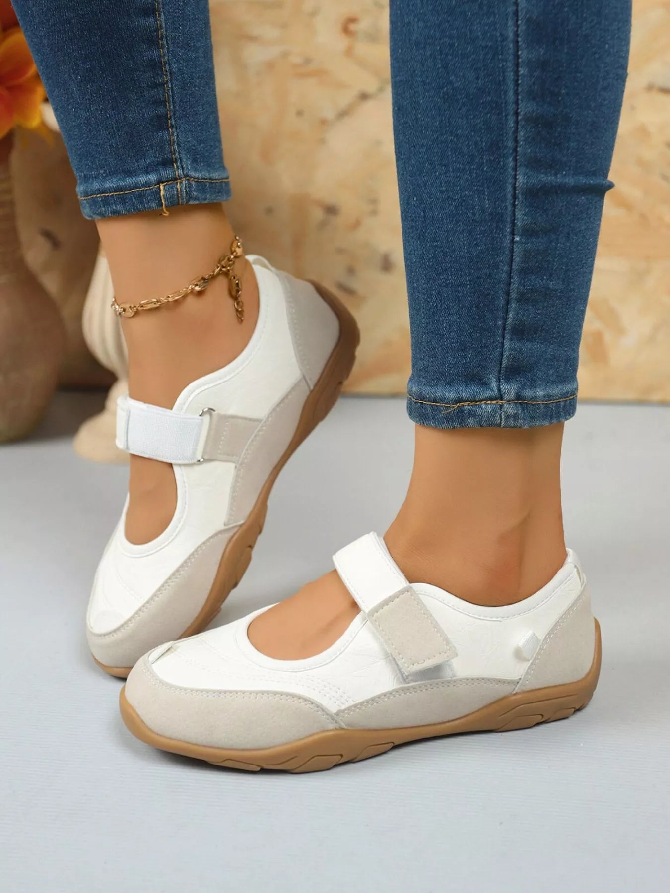 Round Toe Flats Velcro Strap Loafers - Plush Fashion Hub