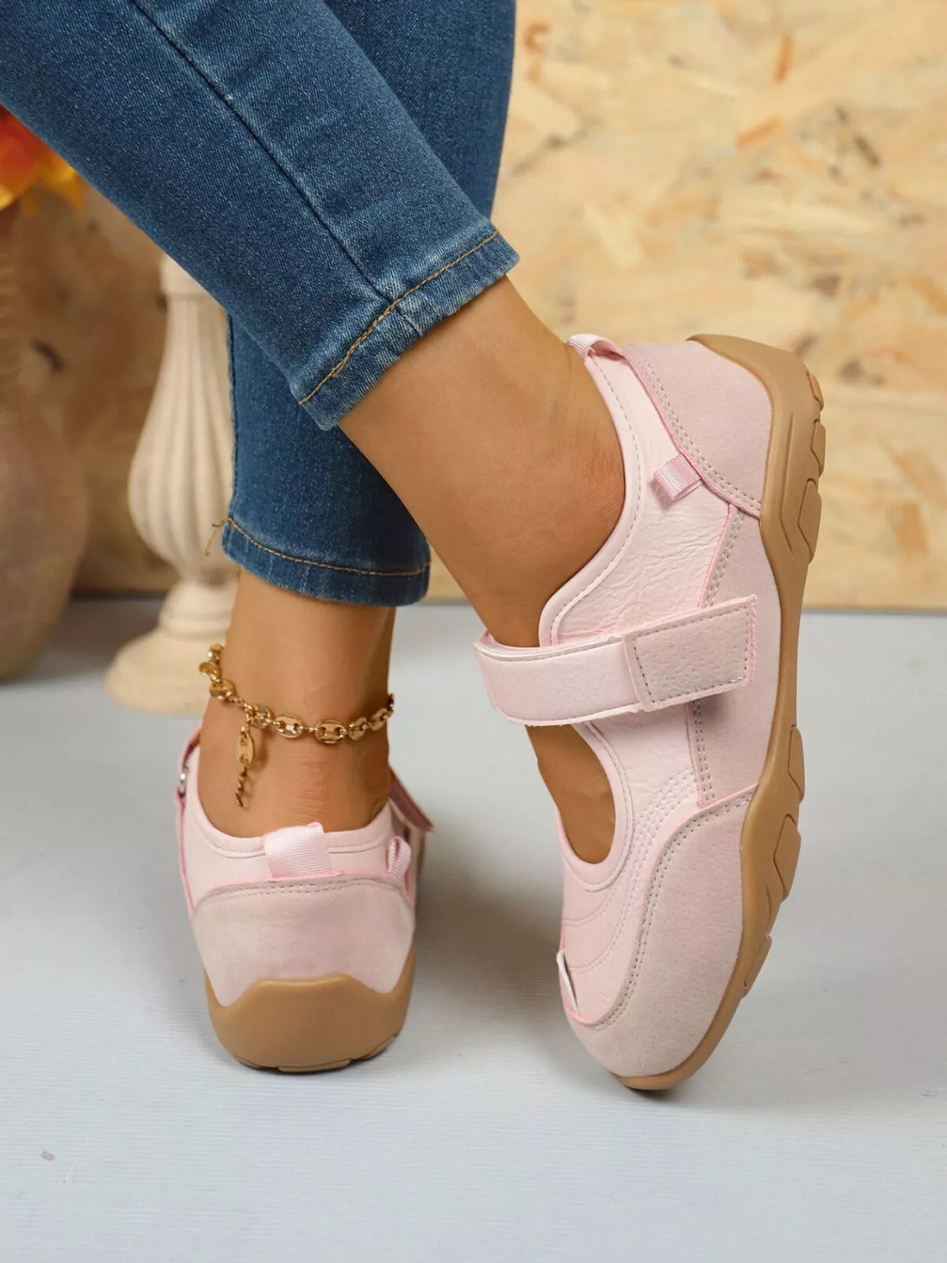 Round Toe Flats Velcro Strap Loafers - Plush Fashion Hub