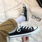 Round Toe Lace - Up Canvas Sneakers - Plush Fashion Hub