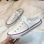 Round Toe Lace - Up Canvas Sneakers - Plush Fashion Hub