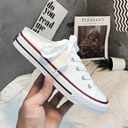 Round Toe Lace - Up Canvas Sneakers - Plush Fashion Hub
