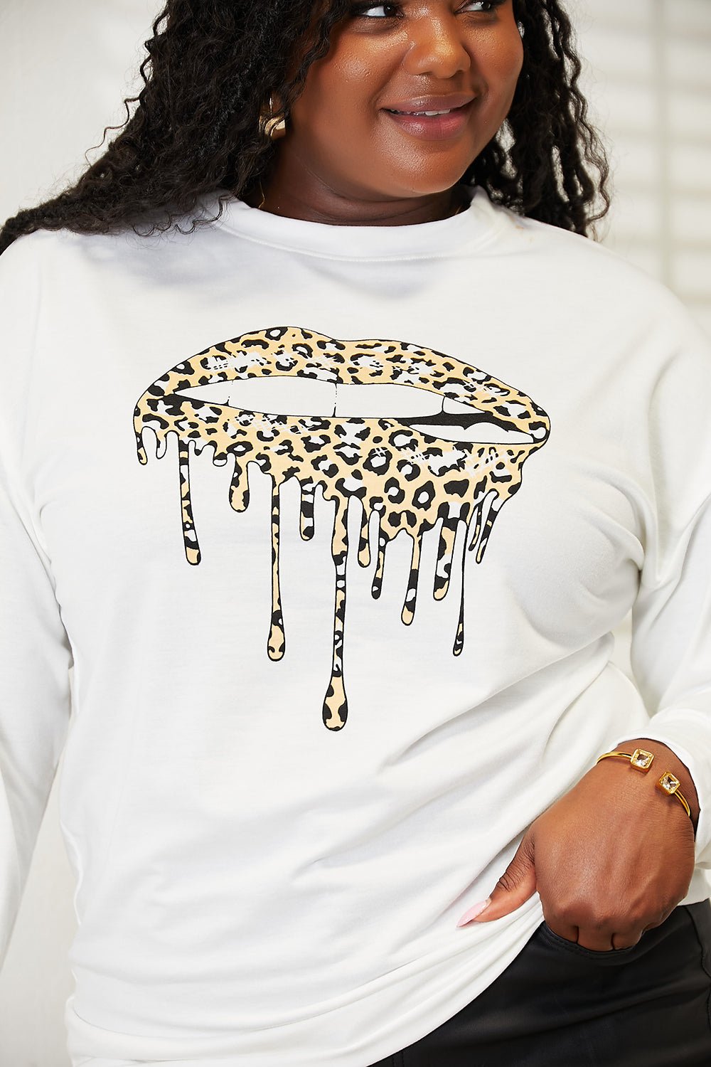 Simply Love Graphic Dropped Shoulder Round Neck Sweatshirt - Plush Fashion Hub