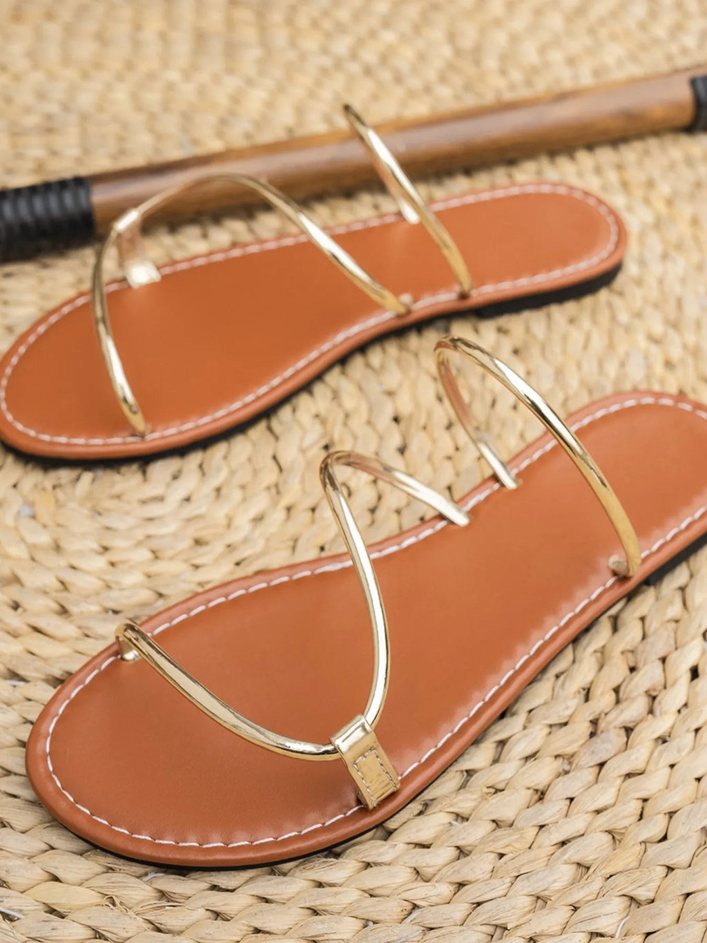 Strappy Leather Flat Sandals - Plush Fashion Hub