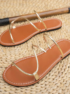 Strappy Leather Flat Sandals - Plush Fashion Hub