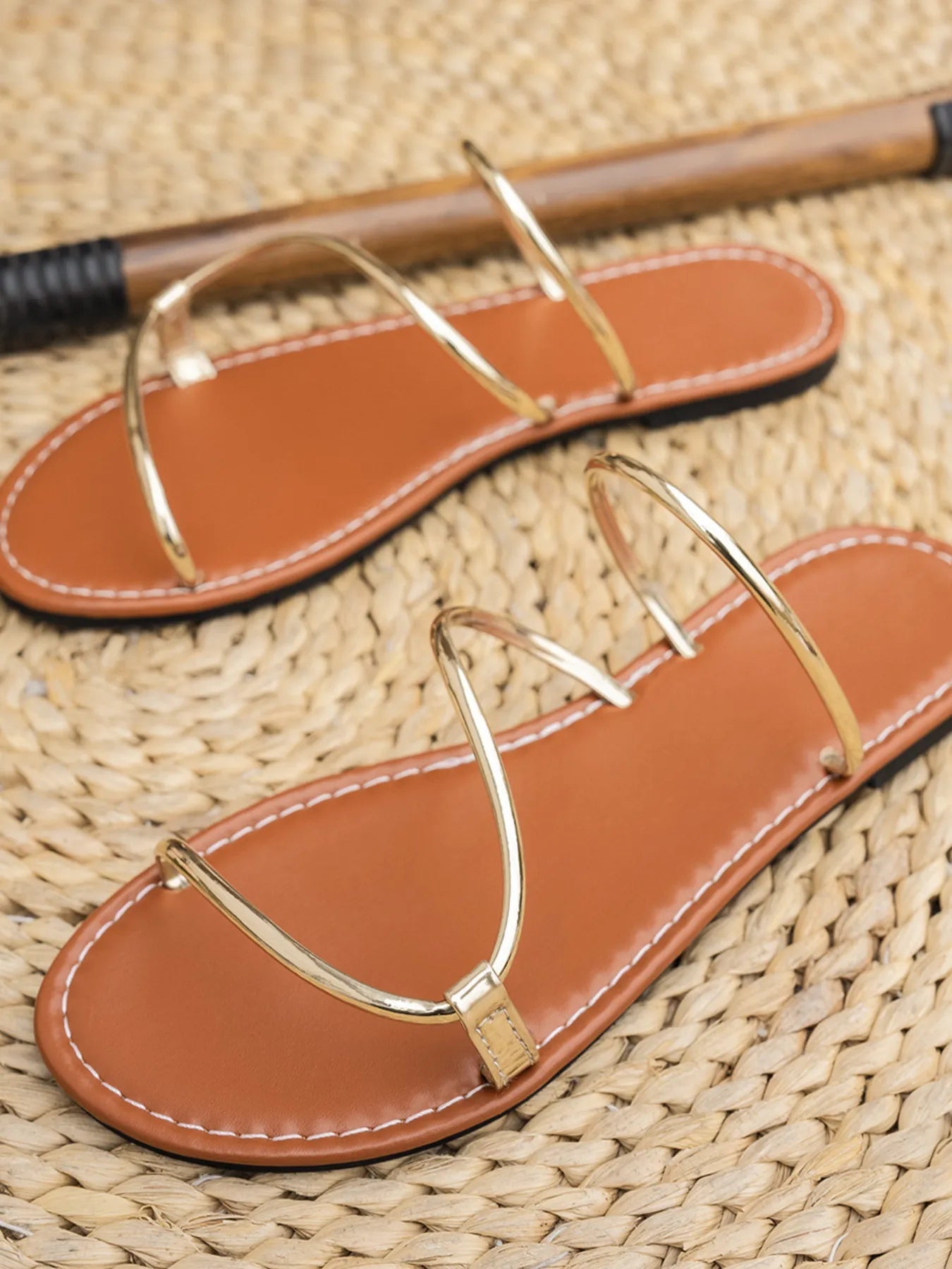 Strappy Leather Flat Sandals - Plush Fashion Hub