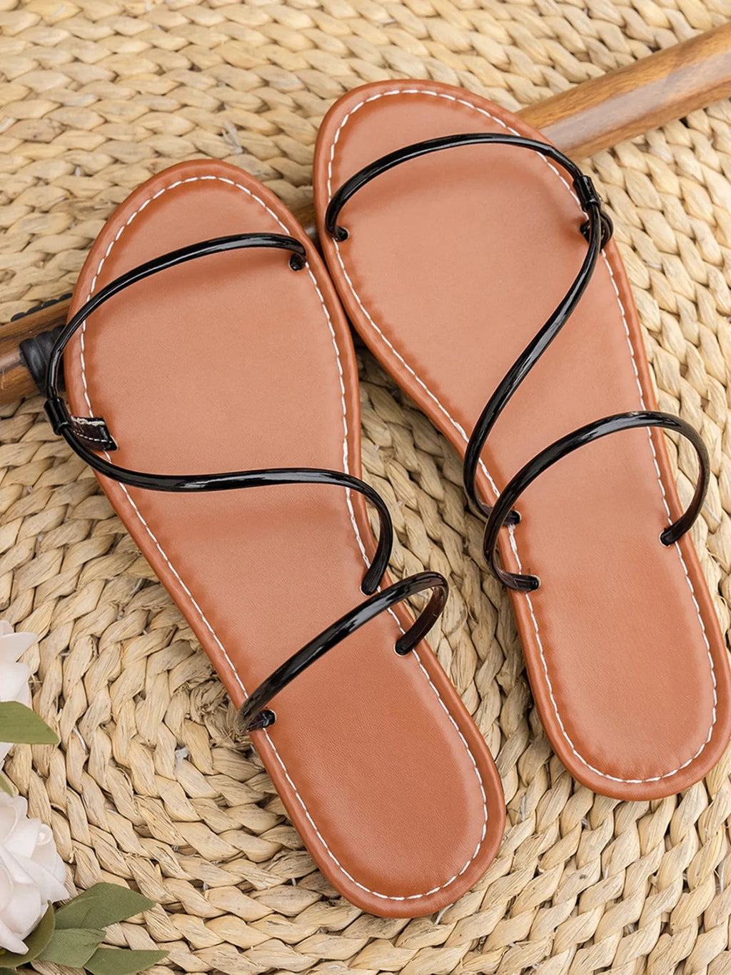 Strappy Leather Flat Sandals - Plush Fashion Hub