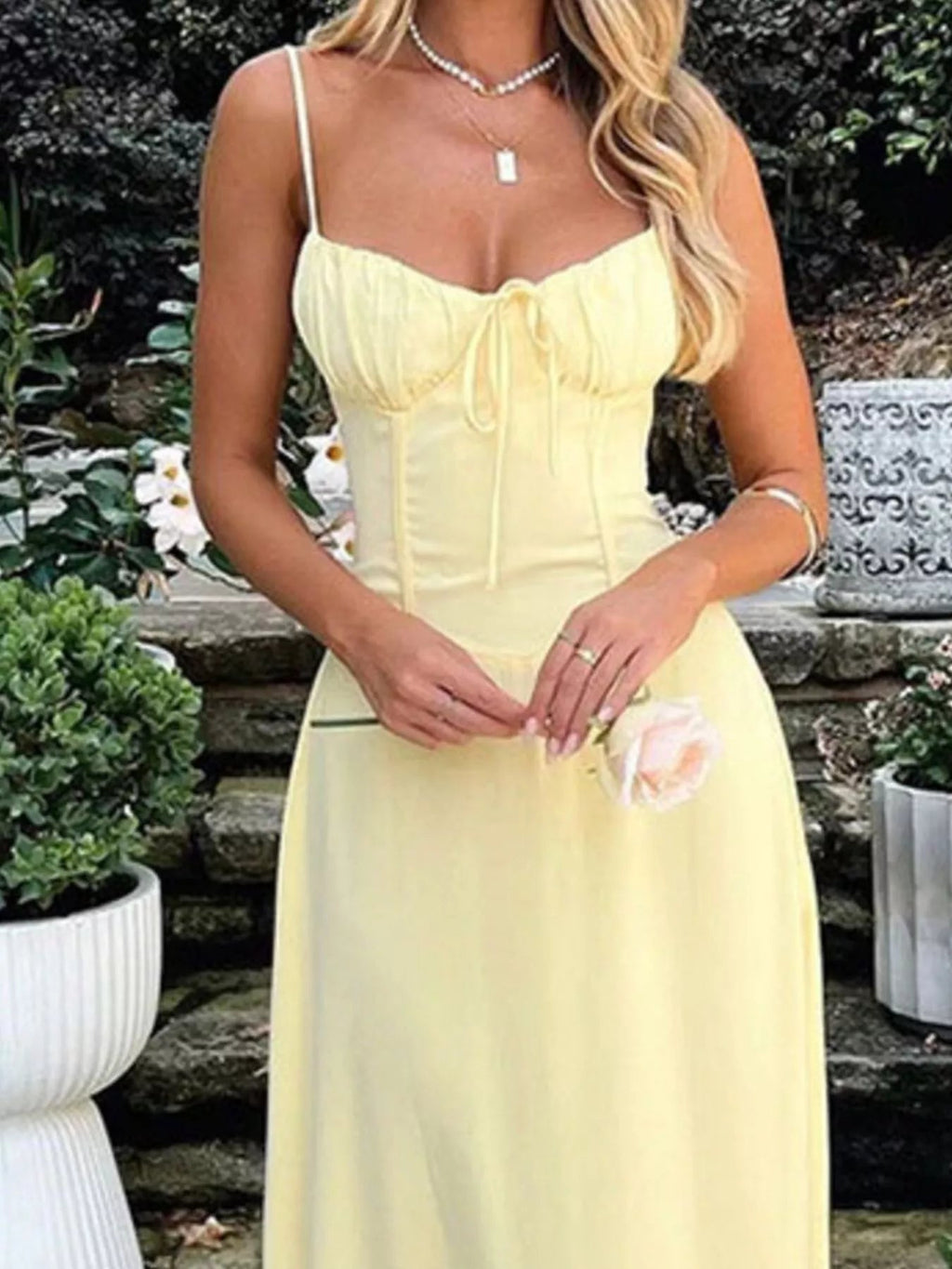 Tie Front Spaghetti Strap Maxi Dress | Sleeveless Summer Casual Long Dress - Plush Fashion Hub