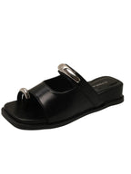 Toe Loop Cutout Platform Sandals - Plush Fashion Hub
