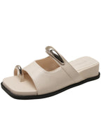Toe Loop Cutout Platform Sandals - Plush Fashion Hub