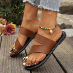 Toe Loop Flats Sandals - Plush Fashion Hub