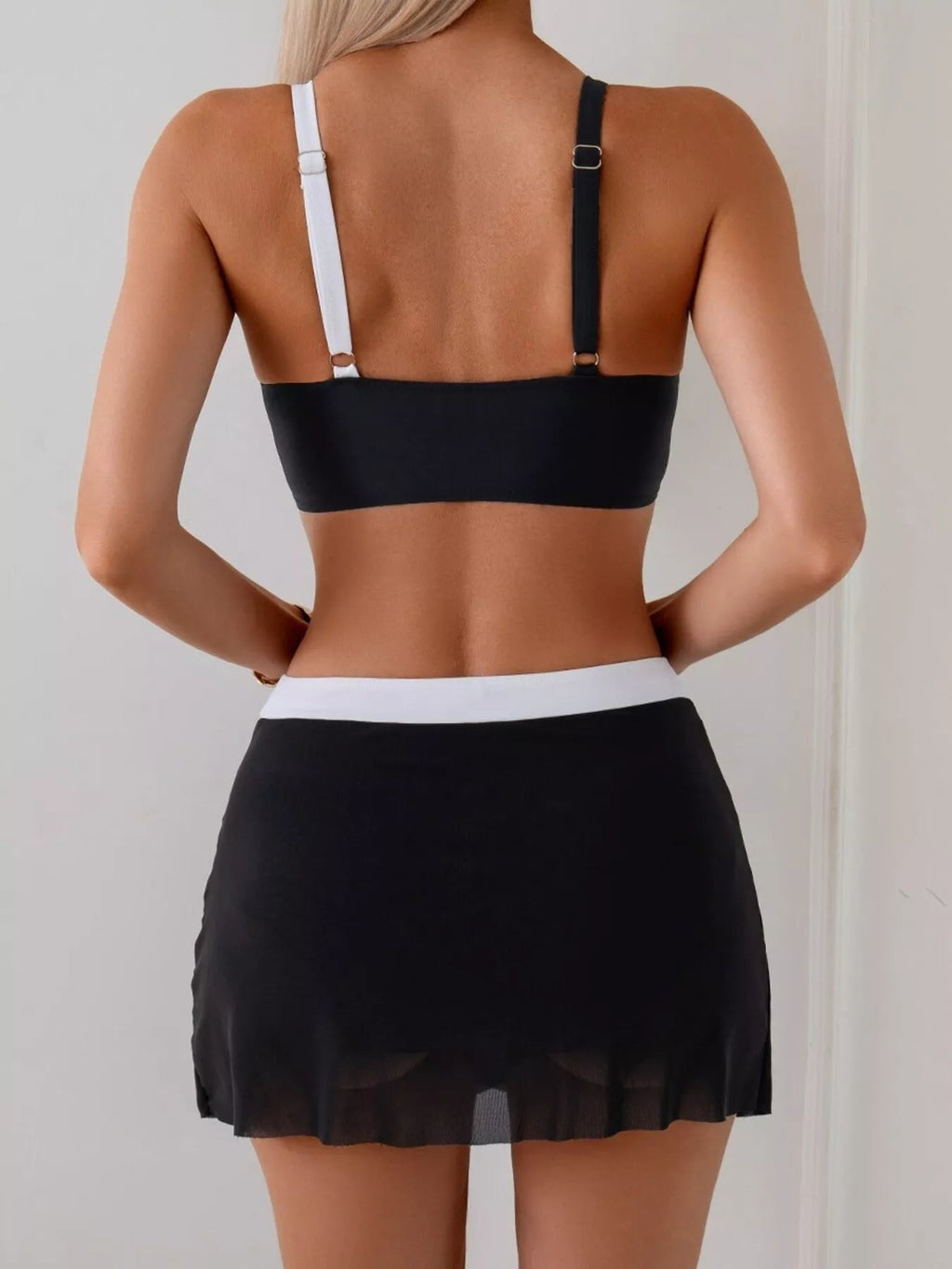 Two - Tone Cami and Skort Swim Set - Women's Stylish Two - Piece Swimwear - Plush Fashion Hub