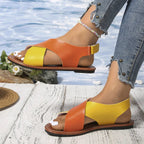 Two - Tone Crisscross Strap Sandals - Plush Fashion Hub