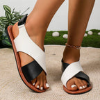 Two - Tone Crisscross Strap Sandals - Plush Fashion Hub