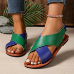 Two - Tone Crisscross Strap Sandals - Plush Fashion Hub