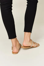 WILD DIVA Rhinestone Three - Strap Flat Sandals - Plush Fashion Hub