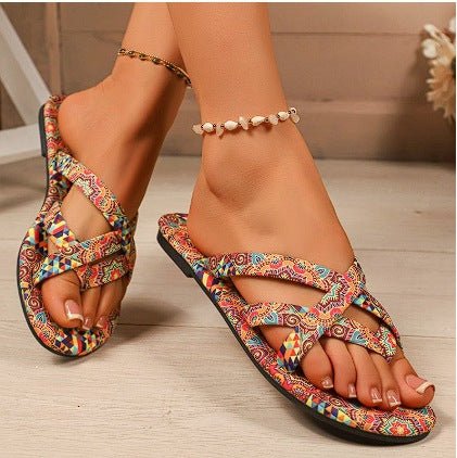 Women’s Boho Flat Printed Slippers - Plush Fashion Hub