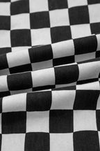 Women's Checkerboard Print Distressed Raw Edge Cropped Jeans - Plush Fashion Hub