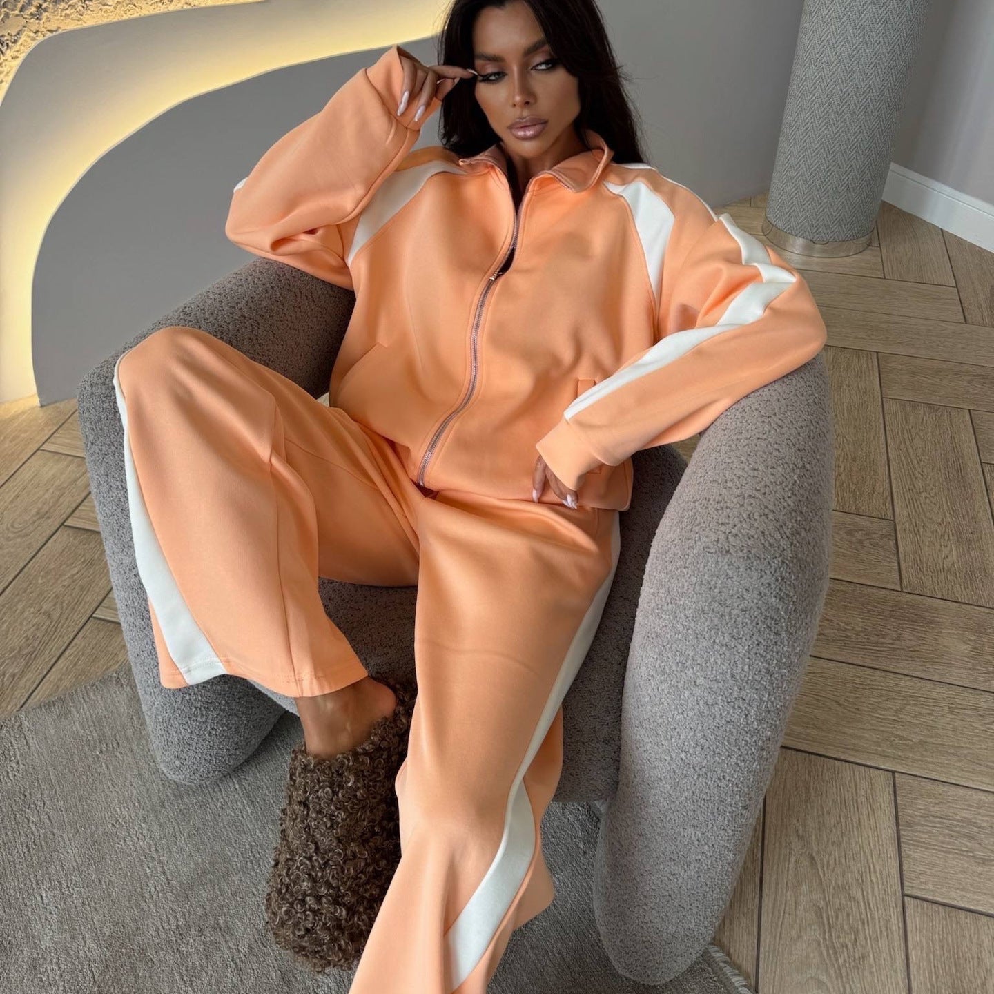 Women’s Long - Sleeve Zip - Up Jacket and Sweatpants Two - Piece Set - Plush Fashion Hub
