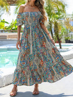 Women’s Paisley One‑Shoulder Maxi Dress - Plush Fashion Hub