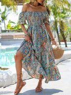Women’s Paisley One‑Shoulder Maxi Dress - Plush Fashion Hub