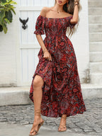 Women’s Paisley One‑Shoulder Maxi Dress - Plush Fashion Hub