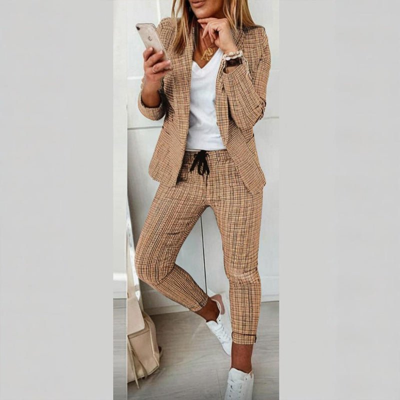 Women’s Plaid Two‑Piece Suit Set - Plush Fashion Hub