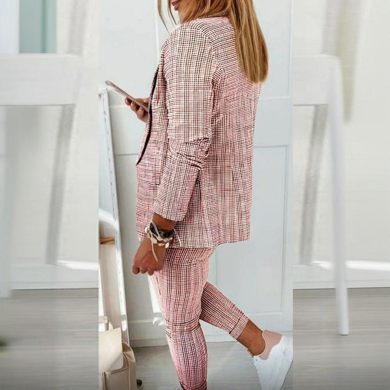 Women’s Plaid Two‑Piece Suit Set - Plush Fashion Hub