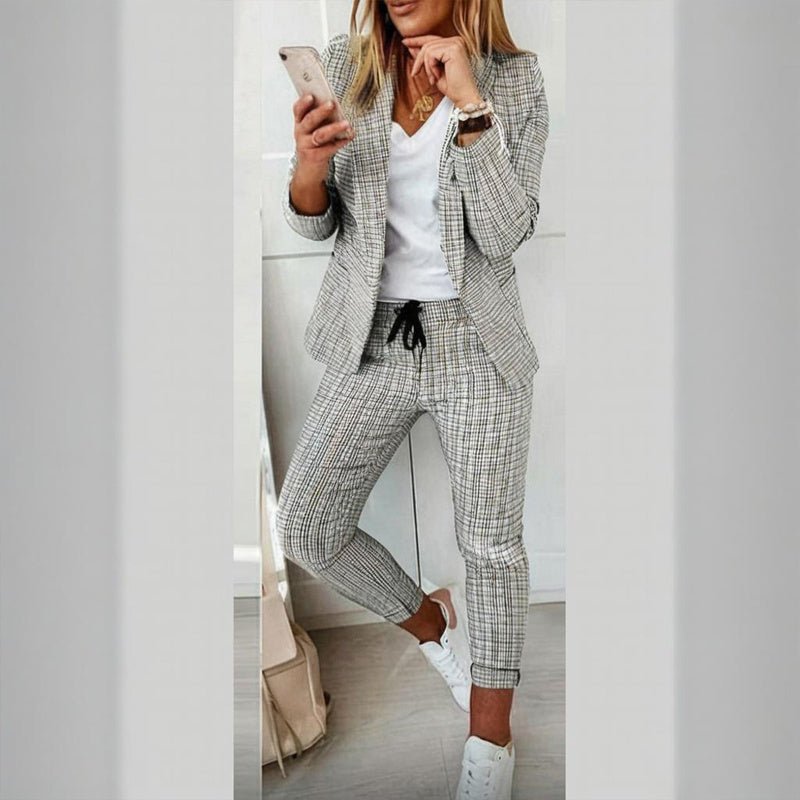 Women’s Plaid Two‑Piece Suit Set - Plush Fashion Hub