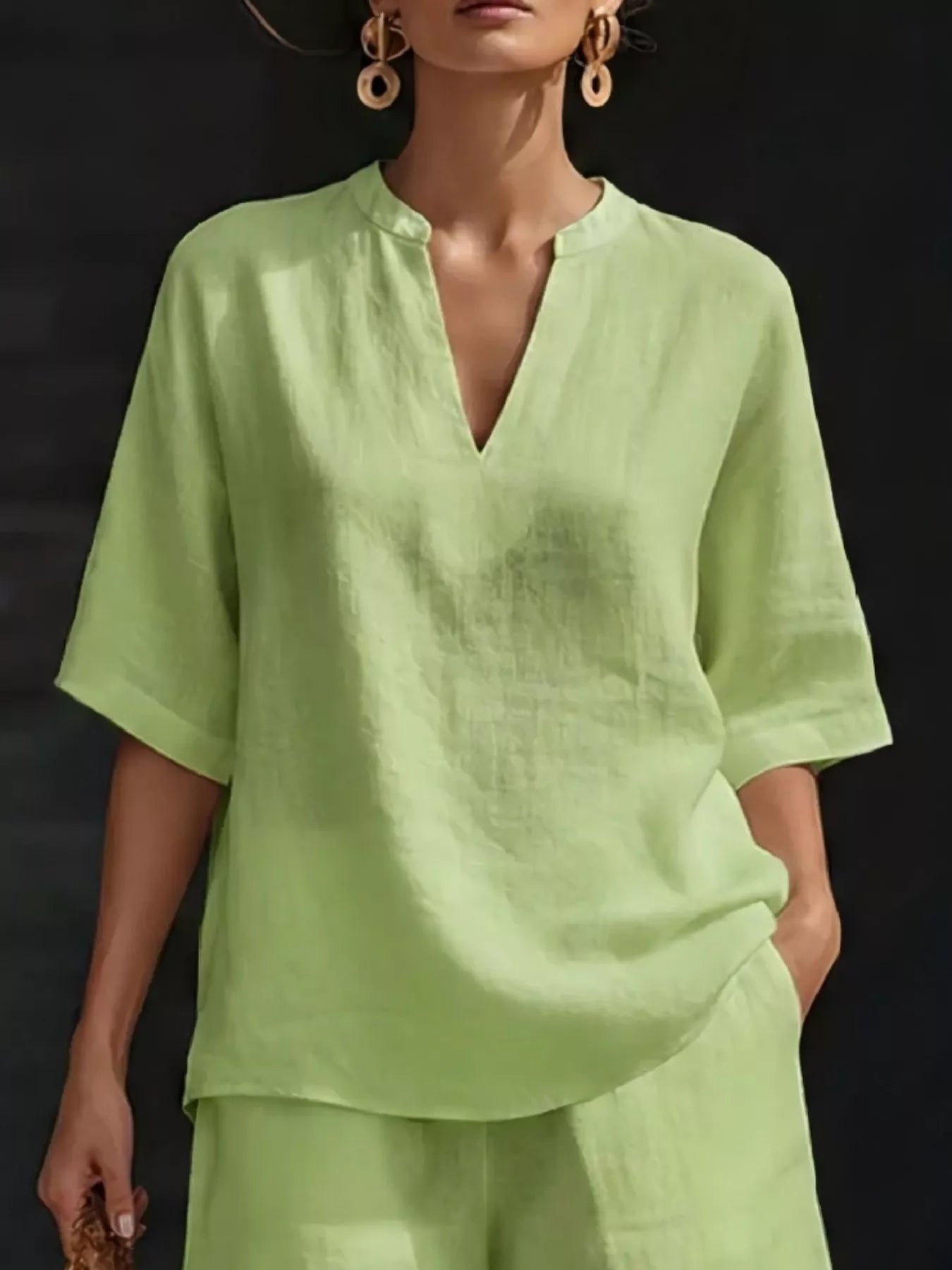 Women's Plus Size Notched Collar Half Sleeve Top and Shorts Lounge Set - Plush Fashion Hub