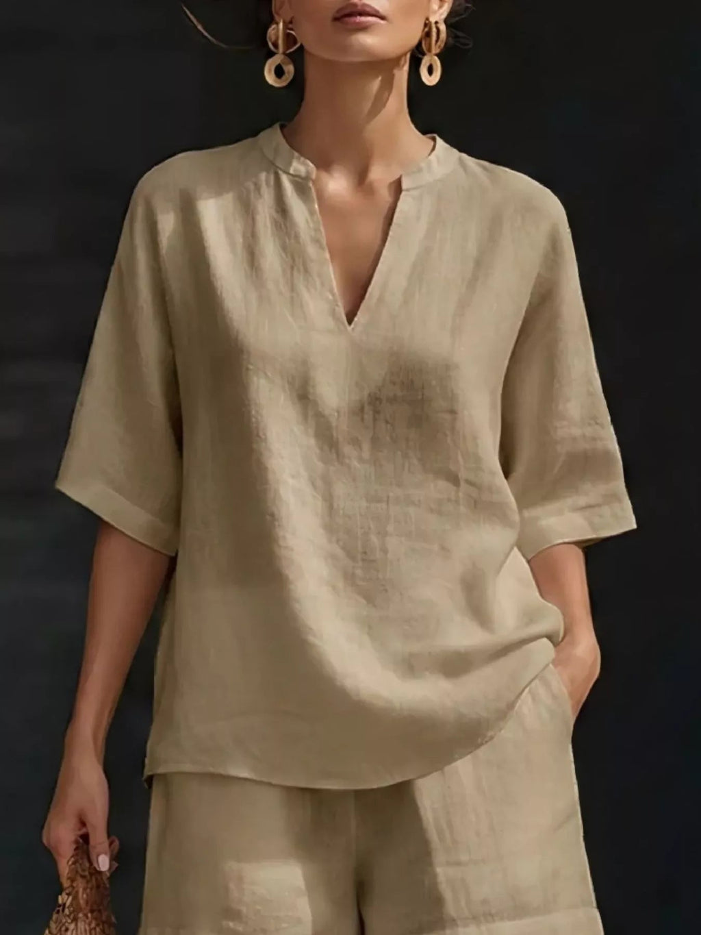 Women's Plus Size Notched Collar Half Sleeve Top and Shorts Lounge Set - Plush Fashion Hub