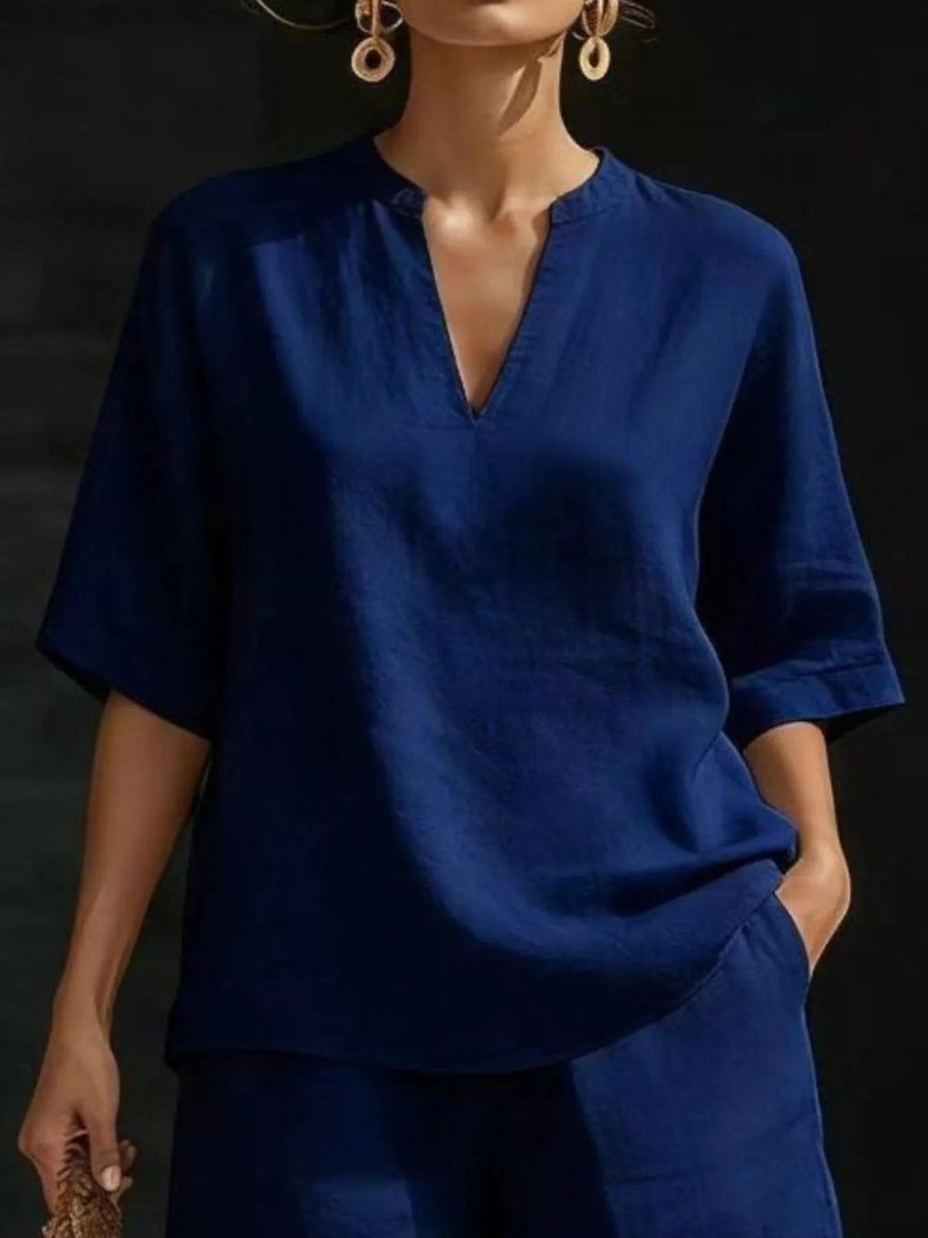 Women's Plus Size Notched Collar Half Sleeve Top and Shorts Lounge Set - Plush Fashion Hub
