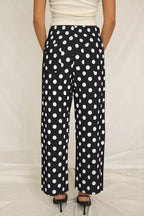 Women's Polka Dot Straight Leg Pants with Pockets - Plush Fashion Hub