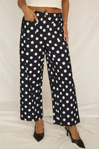 Women's Polka Dot Straight Leg Pants with Pockets - Plush Fashion Hub